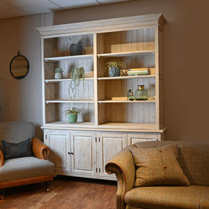 Eclectic Chipping Double Bookcase with Cupboards